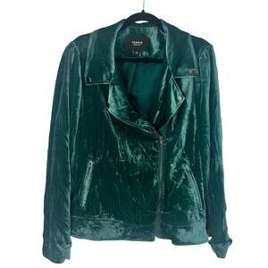 Torrid Jade Green Velvet motorcycle jacket Size 3 3x 22-24